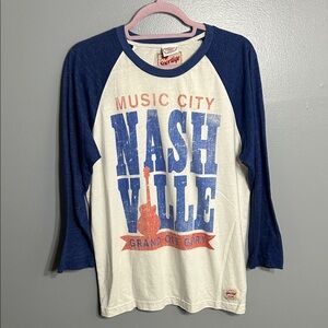 Grand Ole Opry Nashville Long Sleeve Tee - Blue & White